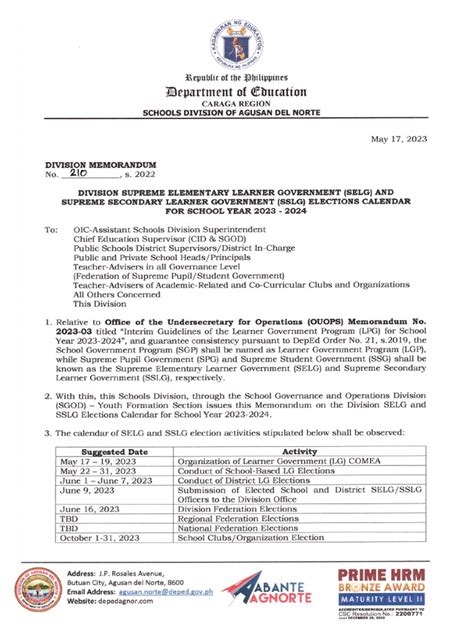 sslg election|DM 123, s. 2024 – Schedule of the Supreme Elementary Learner .